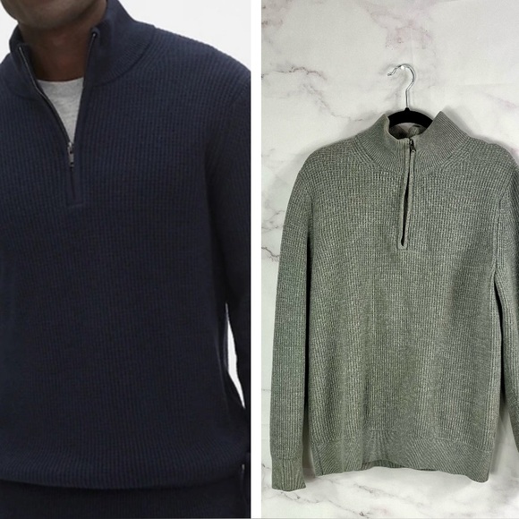 GAP Waffle Knit Pullover Quarter Zip - Picture 1 of 6